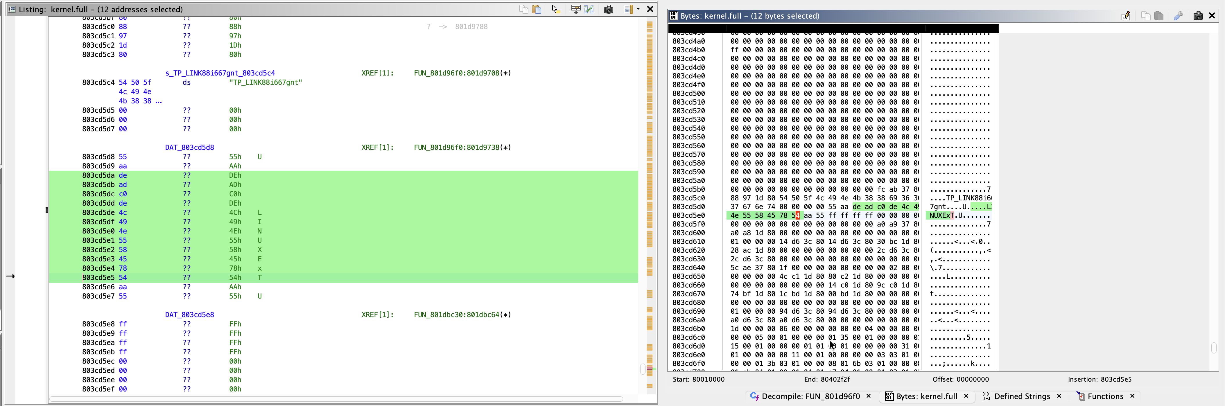 Ghidra showing the IV bytes spelling deadc0de