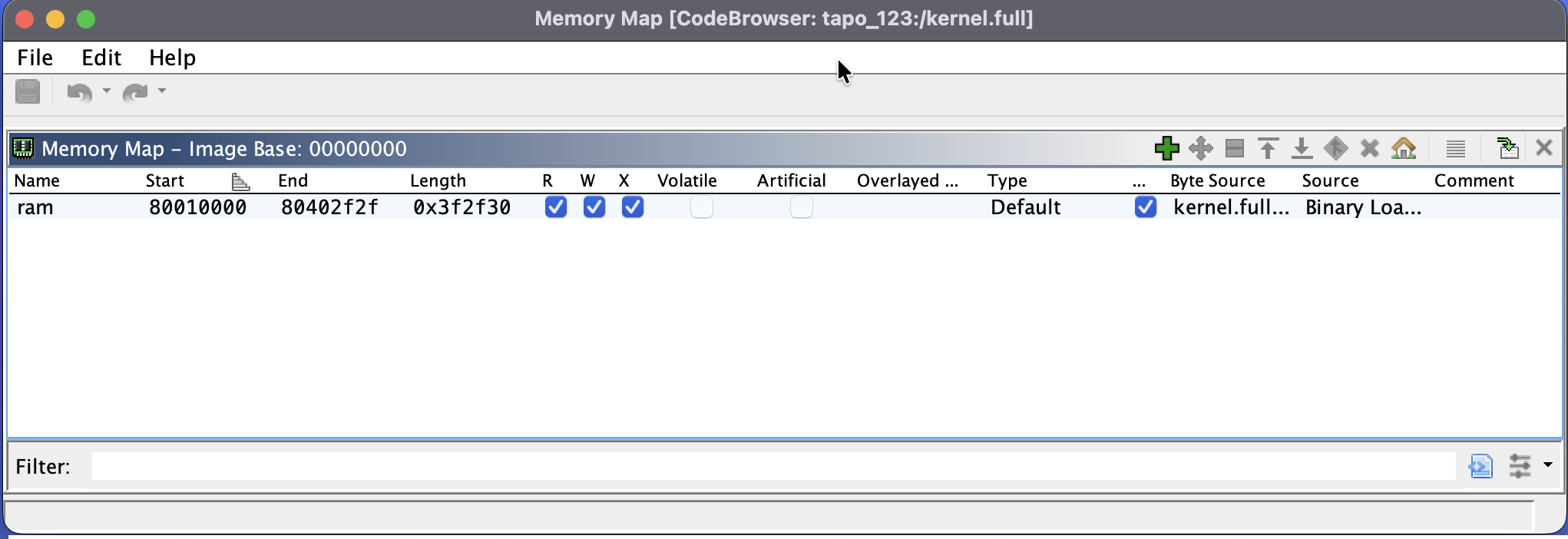 Setting the kernel image base to 0x80010000 in Ghidra